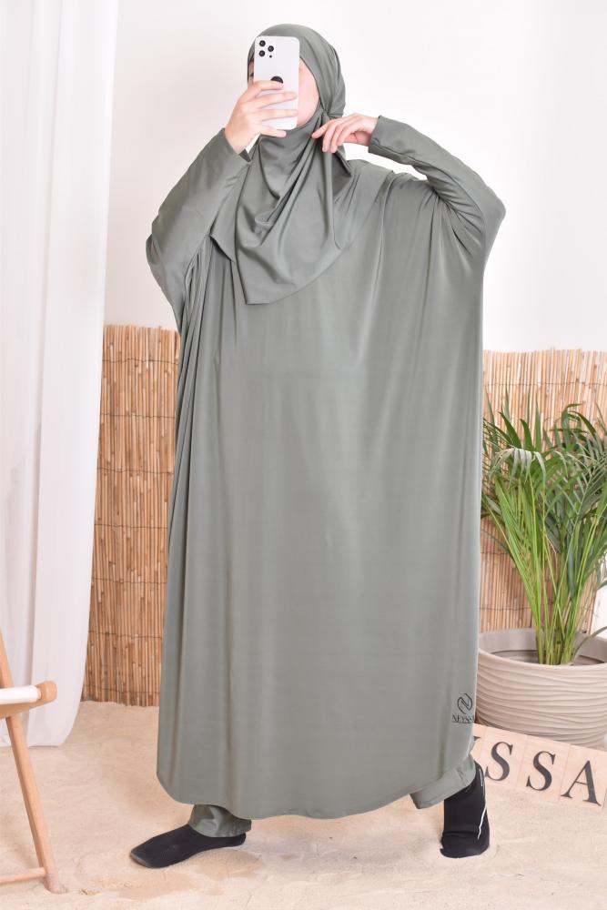 Neyssa khaki swim jilbab with integrated khimar