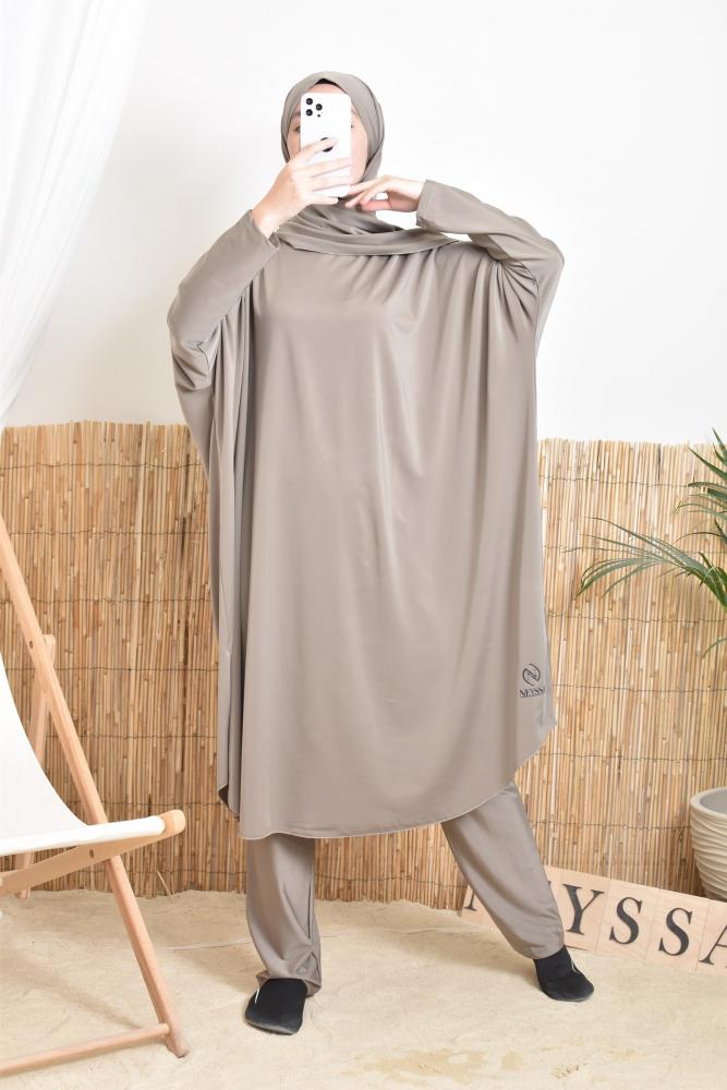 Burkini large size butterfly MAJORQUE taupe