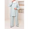 Linen-effect shirt and pant set HIYAM