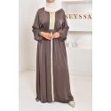 Langes besticktes Kleid Emine Beige