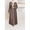 Langes besticktes Kleid Emine Beige