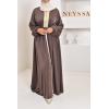 Langes besticktes Kleid Emine Beige