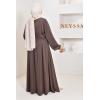 Langes besticktes Kleid Emine Beige