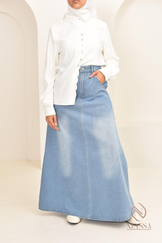 Sofia long skirt in light denim