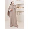 Abaya hijab integrated embroidered Mawazine Dark Nude