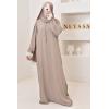 Abaya Hijab Embedded bestickt Mawazine Dark Nude