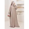 Abaya hijab integrated embroidered Mawazine Dark Nude