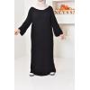 Linen-effect dress with puffed sleeves Najiba