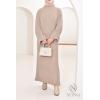 Veiled woman's long knit sweater dress