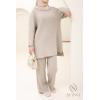 Women's taupe woven set