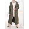 Langer, fellgefütterter Parka in Khaki