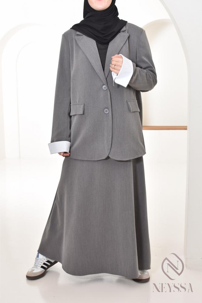 Ensemble tailleur Jupe MONACO gris foncé