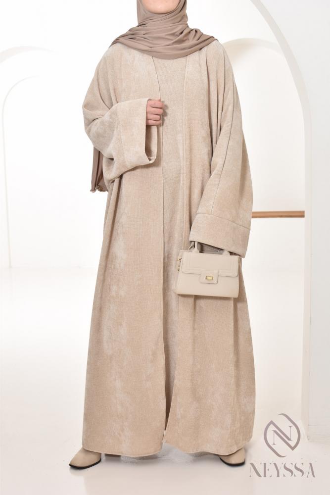 Ensemble kimono en velours Modesty Beige