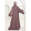 Abaya Dubaï perles brodées Marron glacé