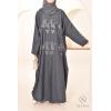 Abaya Dubaï papillon bleu nuit