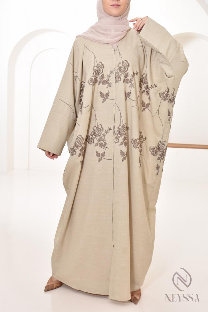 Abaya Dubai butterfly Nejla Cream