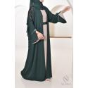 Abaya Dubaï JAWAARA Vert bouteille