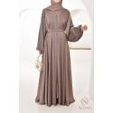 Abaya Dubai Strass HIND Dark Nude