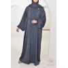 Abaya Dubai Kimono SALIMA grey blue