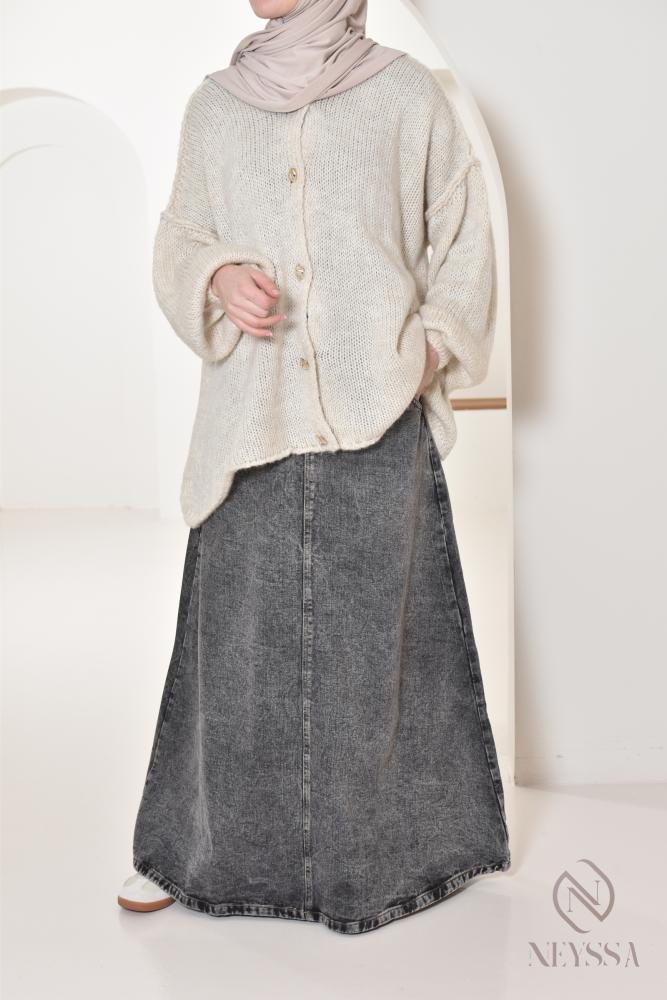 Sofia grey denim maxi skirt