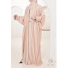 Abaya Dubaï hijab intégré beige