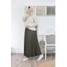 long pleated skirt in imitation leather