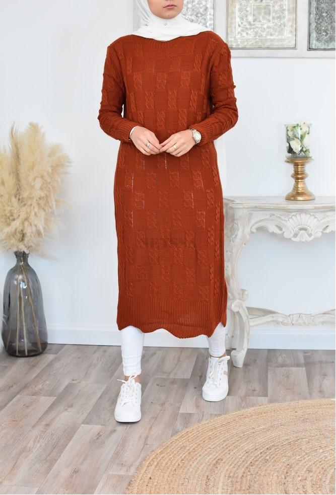 Long dress wool winter modest fashion
