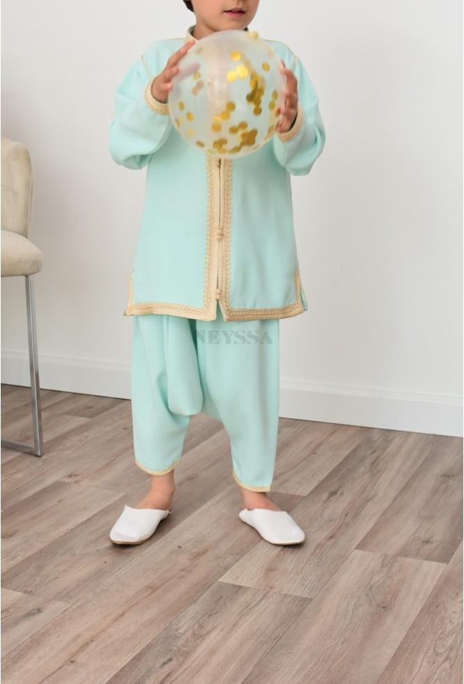 Boy's Aladdin Outfit Water Green Perfect for Eid