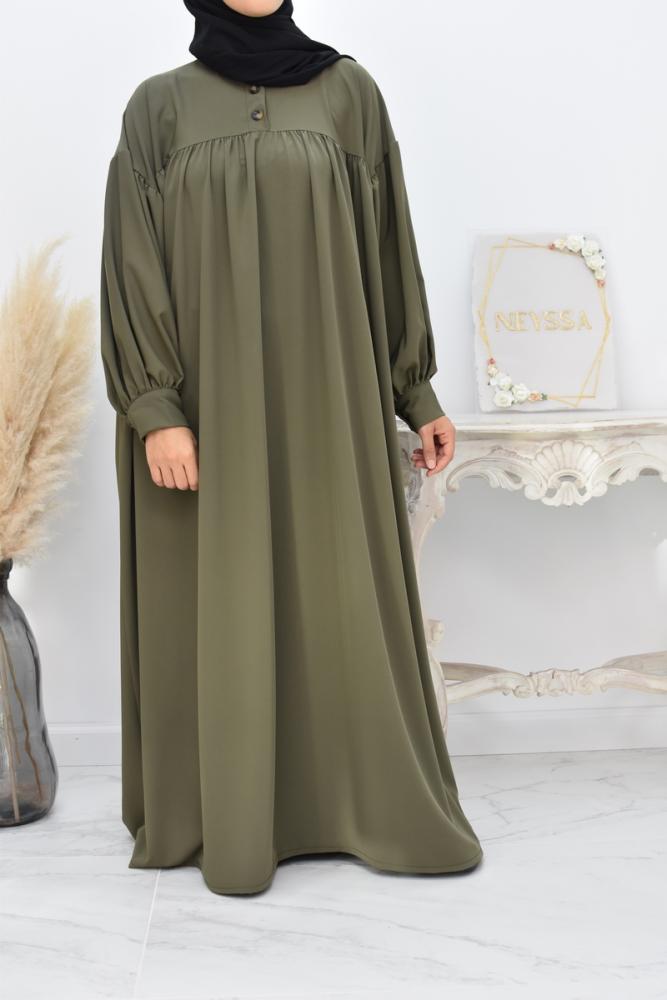 abaya femme évasée manches bouffantes