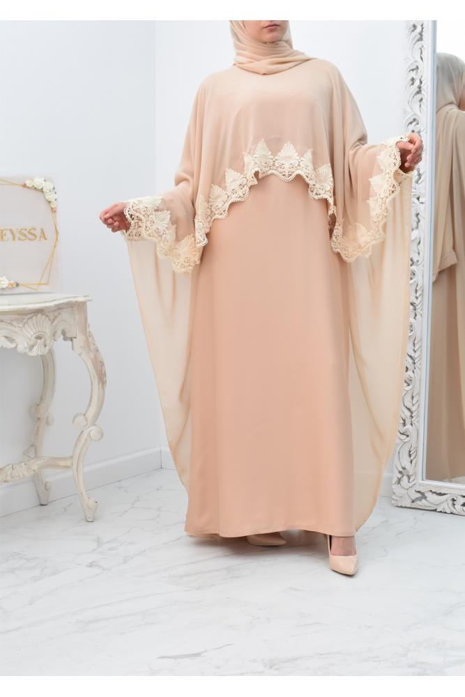 Dernier Design Dames Dubaï Abaya taille 54" avec écharpe et couleur vert doux nidah