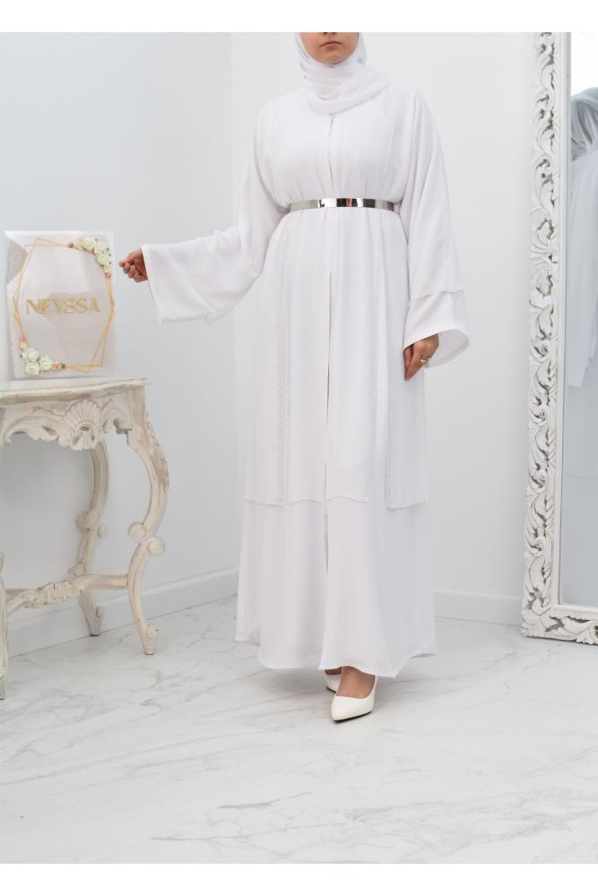 Abaya Dubaï style Caftan Blanc
