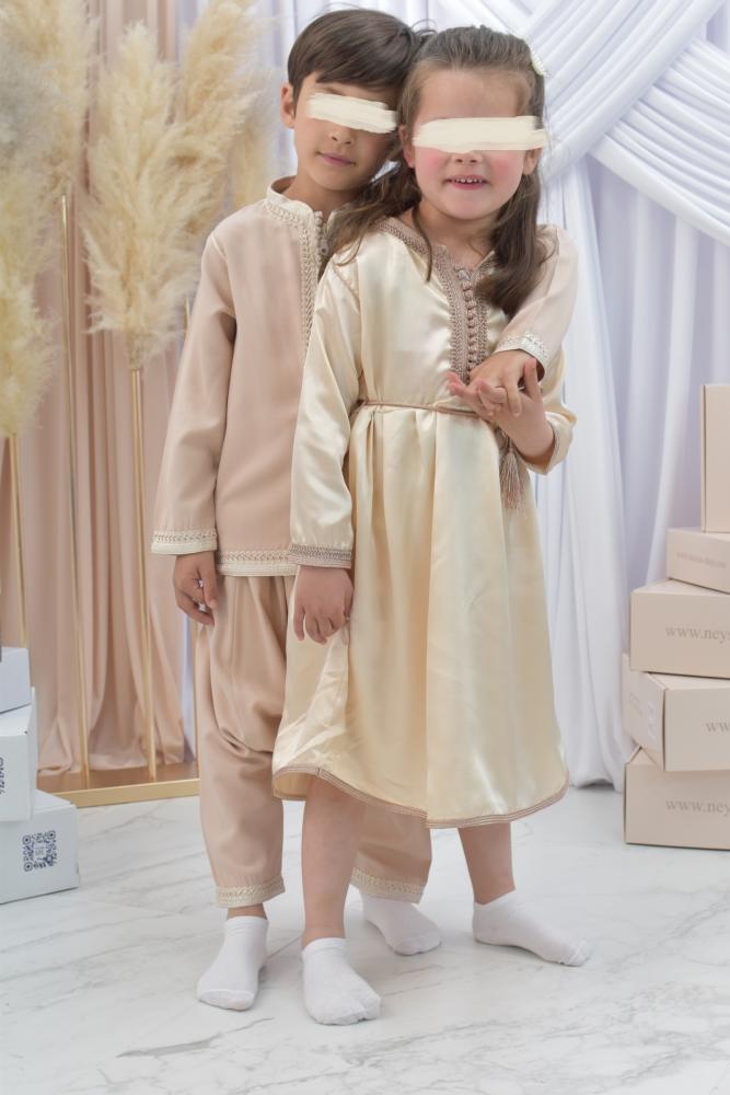Off-White Little Girl Kaftan Dress