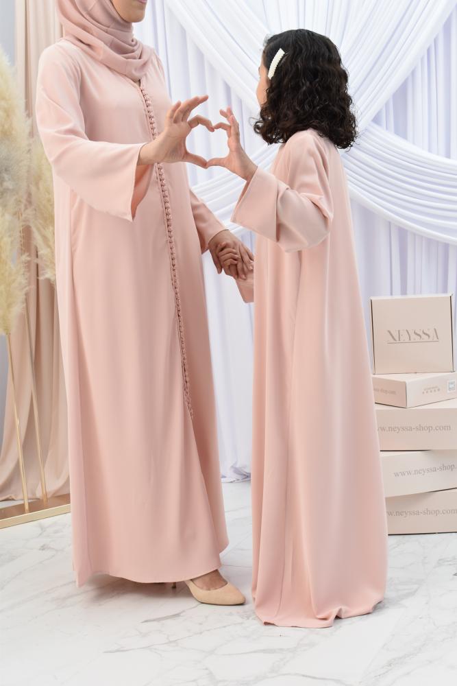 Abaya mother or daughter Nouhrane Beige pink