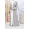 Alina 3-piece abaya set Pearl grey