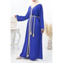 Abaya mère ou fille style caftan Intissar Bleu Royal