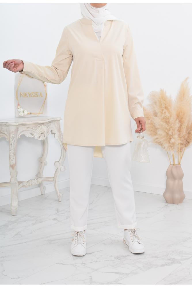 Blouse oversize blanche hijabi