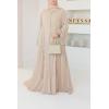 Abaya Dubai beige puffed sleeves beads Neyssa Shop