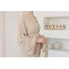 Abaya Dubaï beige manches bouffantes perles Neyssa Shop