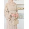 Abaya Dubai beige puffed sleeves beads Neyssa Shop