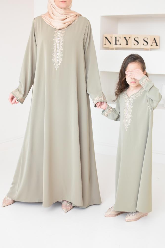 Abaya mère ou fille vert Neyssa shop