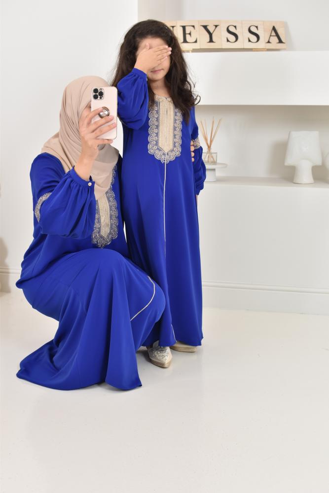Abaya style caftan Marocain Joud bleu roi
