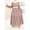 Robe longue coton broderie anglais taupe