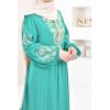 Green and Gold embroidered long dress Naîma