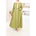 Emine embroidered long green