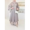 Abaya Dubai bestickt Rüschen taupe Eid Neyssa shop