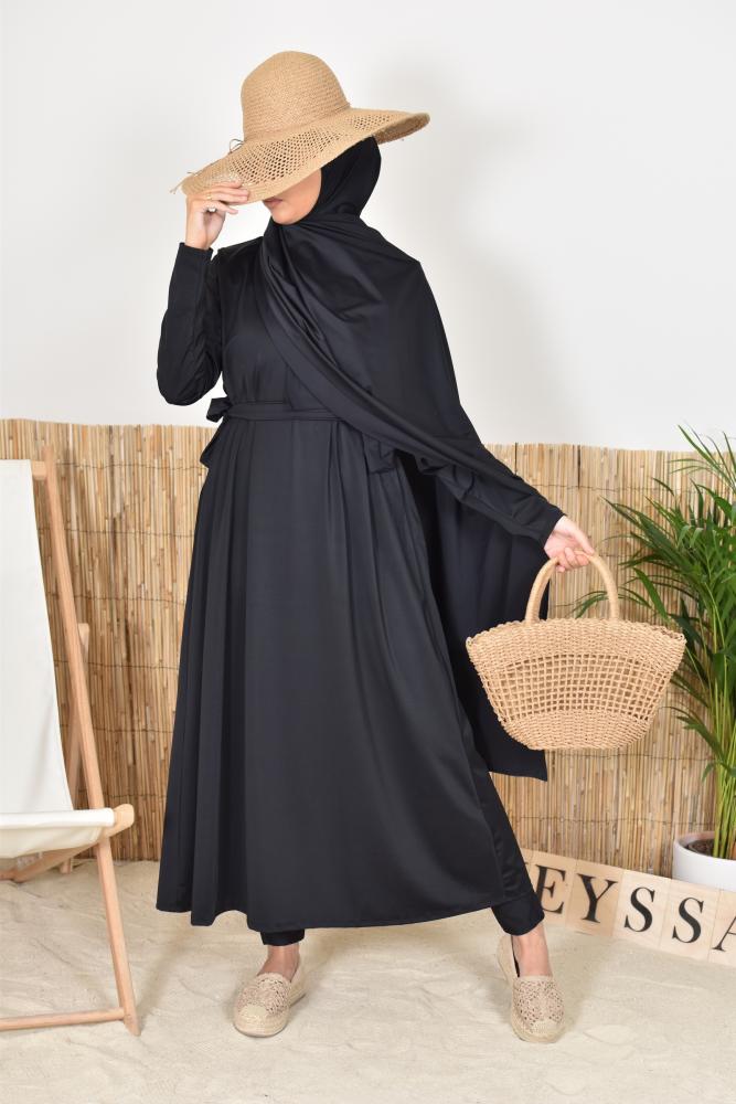 Burkini lang Hijab zum Überziehen Al Nakheel schwarz