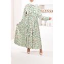Langes gemustertes Kleid Majorque grün