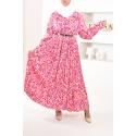 Langes Kleid mit Muster rosa Majorque