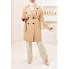 Kayla Beige mid-length suede trench coat