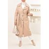 Long leatherette trench coat